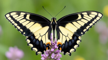 Fototapeta premium Elegant Black and White Butterfly with Unique Patterns