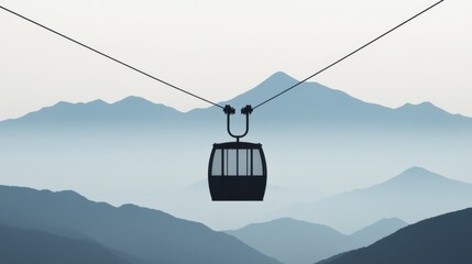Obraz premium Cable Car Through Dense Fog in Mountain Landscape