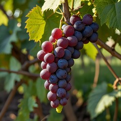 Naklejka premium A bunch of green and black grapes, Fresh grasp images