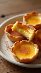 Portuguese Pastel de Nata with Cinnamon Dusting in a Classic Pastry Style