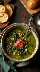 Portuguese Caldo Verde with Kale and Chorizo in a Hearty Broth