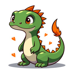 Fototapeta premium Vector illustration of baby dragon with hearts