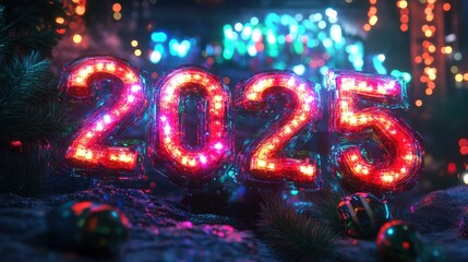 text happy new year "2025" , ai