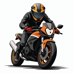 vector drawing of a biker riding a pulsar ns200 branded