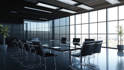 Modern Conference Room with Panoramic City View