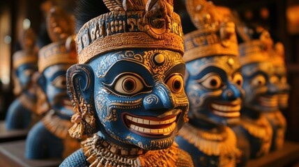 Obraz premium Colorful traditional sculptures showcasing cultural artistry.