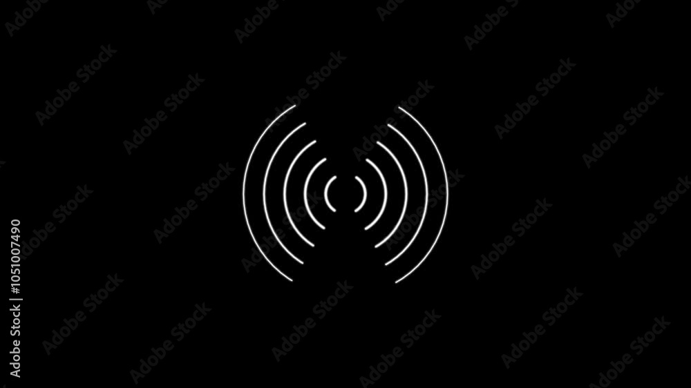 Poster radio waves animation and expanding arc waves digital radio wave signal animation 4k video.