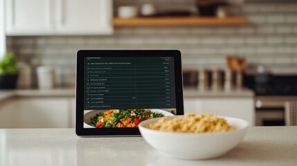 iPad on Kitchen Counter Displaying Recipe