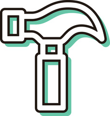 カラーシャドウ作業道具単品アイコン　金槌