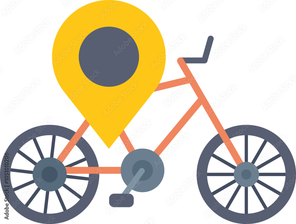 Poster bicycle is showing location with gps navigation system pin for easy tracking and finding direction