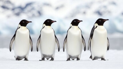 Fototapeta premium Penguins on Iceberg Edge in Arctic Environment