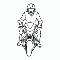 vector drawing of a biker riding a pulsar ns200 branded