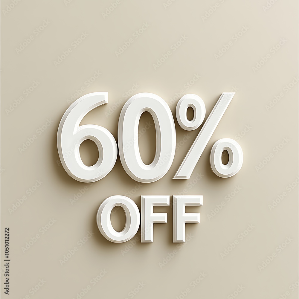 Poster simple 3d text design with beige background