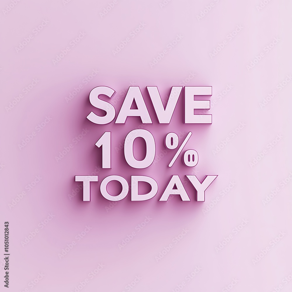 Poster 3d text save today on soft lavender background