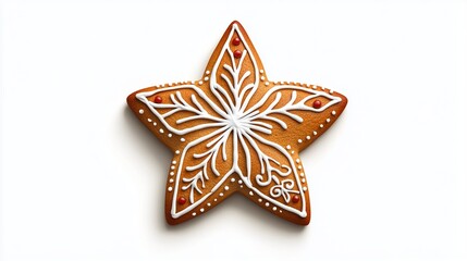 Christmas Star Gingerbread Isolated on White Background, Created Using Generative AI