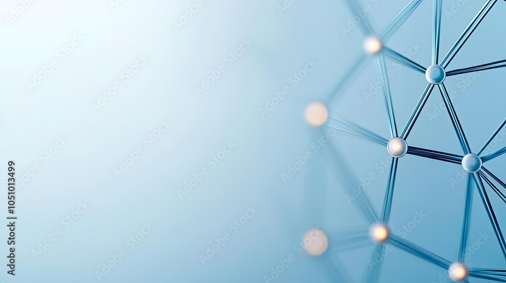 Poster abstract technology background with interconnected nodes and blurred blue colors.