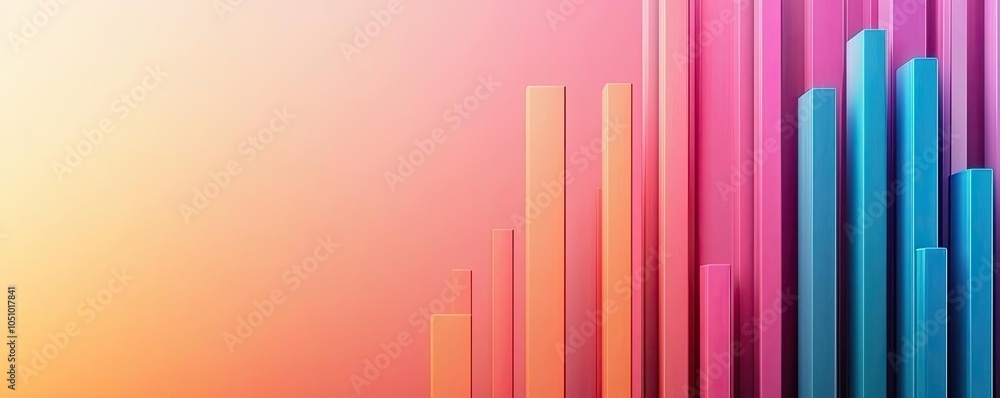 Poster abstract colorful bars on a gradient background.
