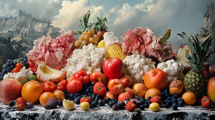 Still Life with Fruits and Vegetables: A Masterful Composition