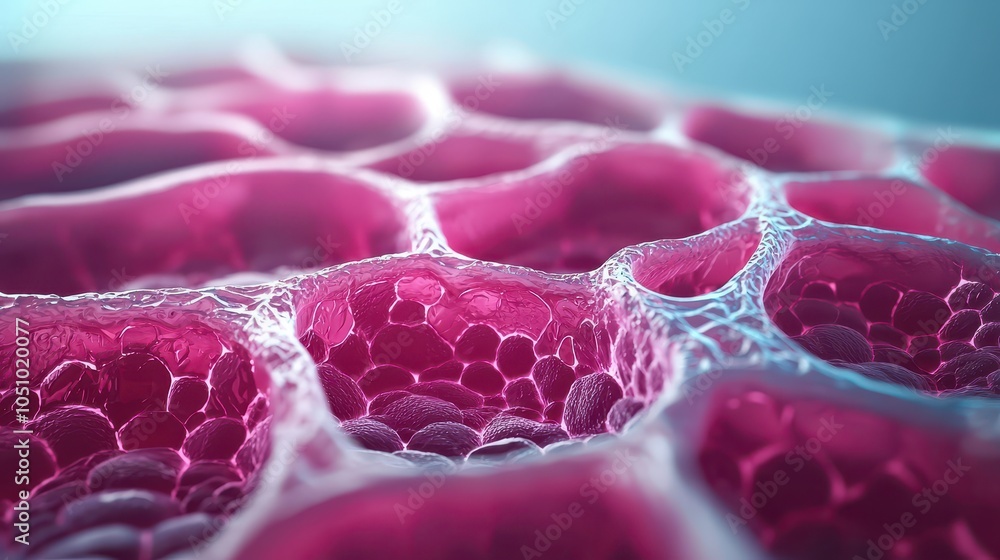 Aufkleber a close-up view of vibrant, interconnected cell-like structures, showcasing intricate details in sha