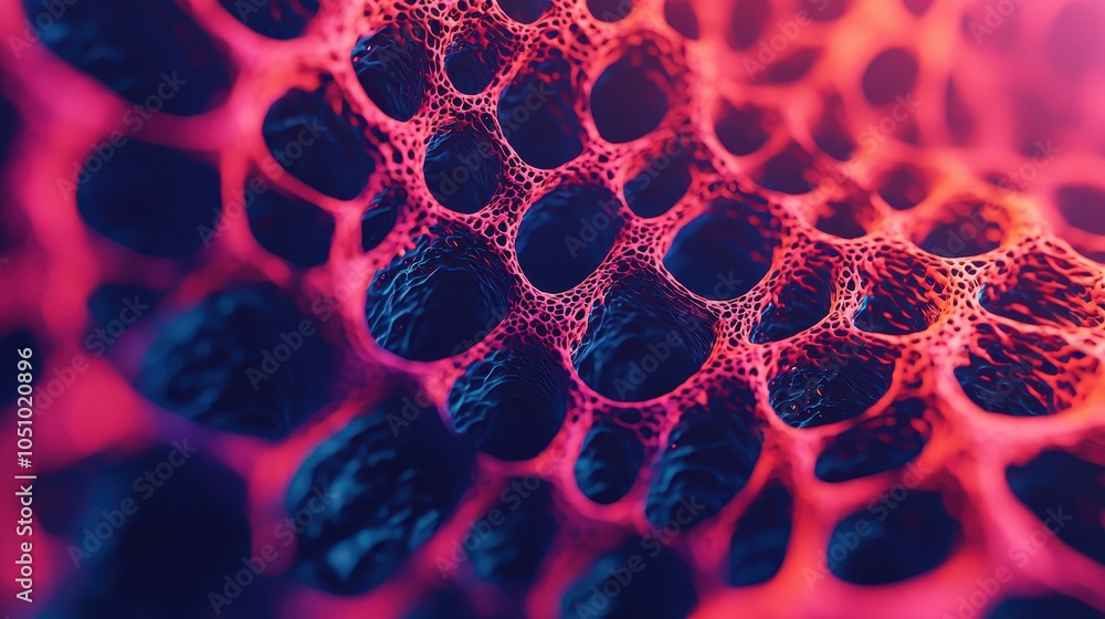 Poster a close-up view of a textured surface, featuring vibrant colors and intricate patterns resembling a 