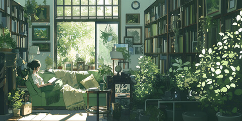 読書の時間を優雅に過ごす女の子