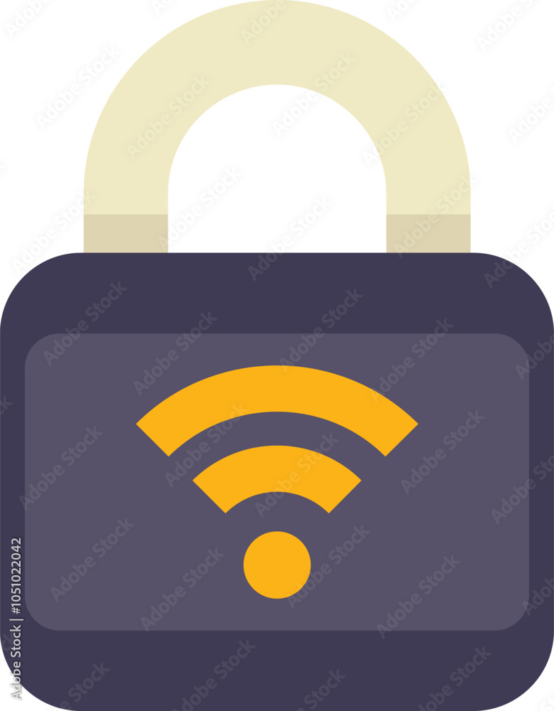 Poster padlock showing wifi symbol representing wireless network security
