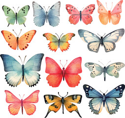 set of butterflies isolated