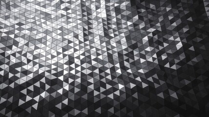 Geometric triangular pattern in shades of gray and black, unique texture background.