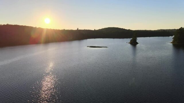 decent over lake