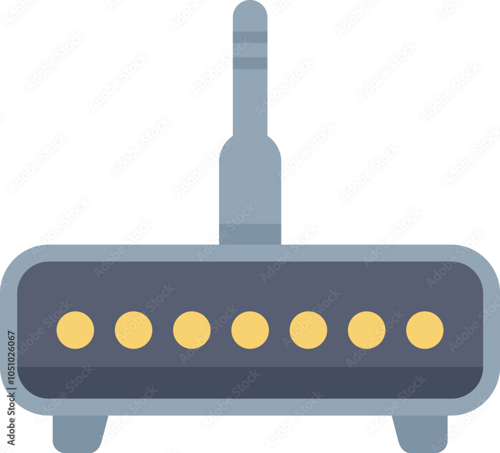 Poster wifi router with antenna providing internet connection for multiple devices, concept of wireless net