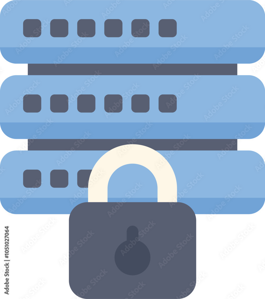 Poster padlock is securing a server, emphasizing the importance of data protection in modern technology