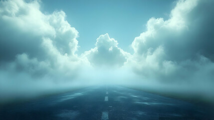 Fototapeta premium Abstract Background - Clouds and Foggy Road