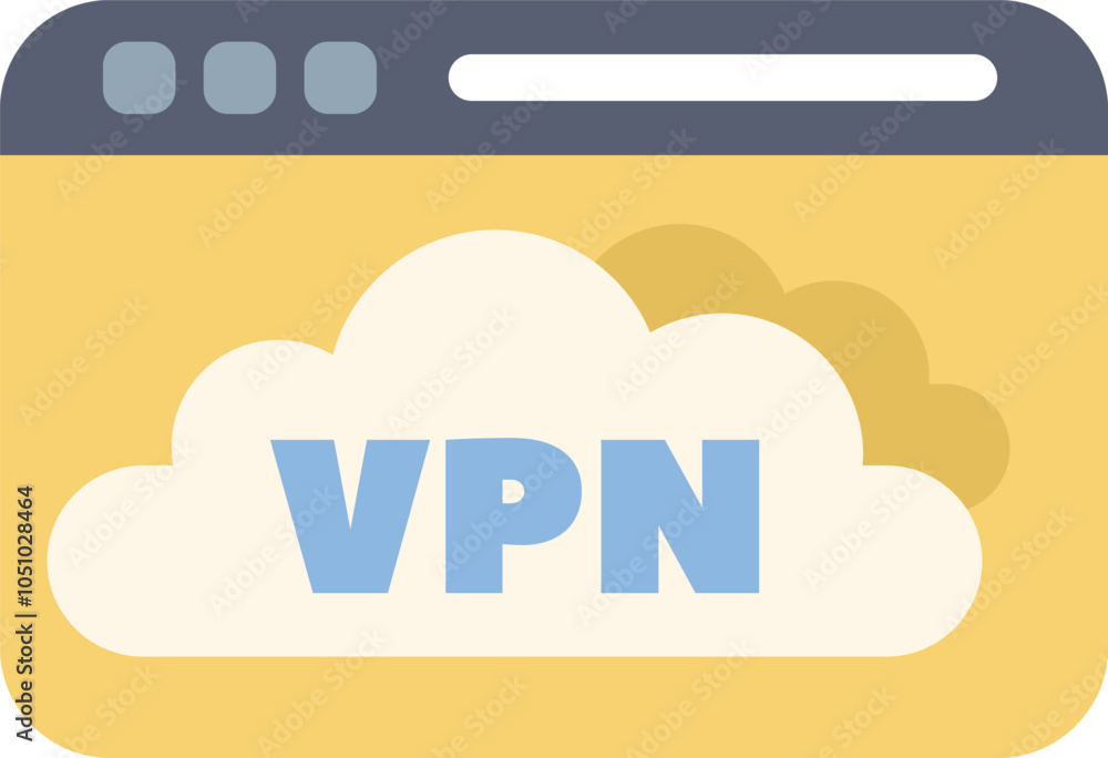 Poster vpn concept is being illustrated by a cloud computing icon on a web browser window
