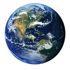 High-Resolution Satellite View of Earth Highlighting the Americas on Transparent Background