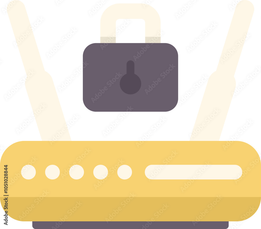 Poster wireless router being secured with a padlock, representing the concept of wifi security and data pro