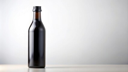 Black bottle with black cap on white background