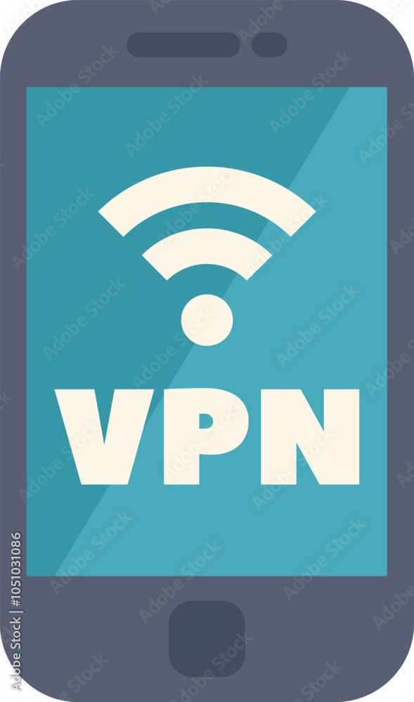 Poster vpn connection concept showing a smartphone with a vpn app on screen and a wifi icon