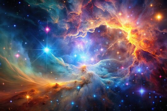 Fototapeta breathtaking cosmic nebula with vivid color and ethereal glow in space