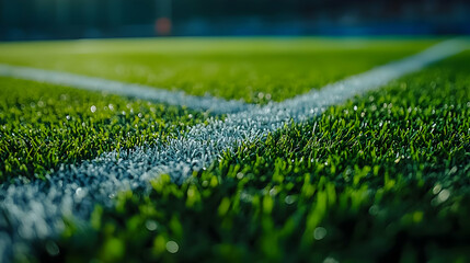 Closeup Photo of Green Artificial Grass with White Line
