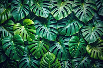 captivating flat lay monstera jungle lush leaves