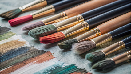 Obraz premium A close-up view of a set of art brushes, ideal for creativity and painting. 