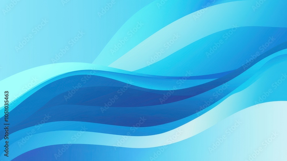 Poster abstract blue wave pattern with varying shades and smooth curves.