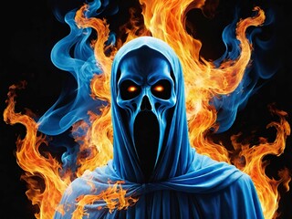 a ghost with a burning candle in his hands.