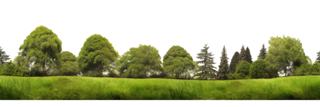 grass and trees on transparent background  