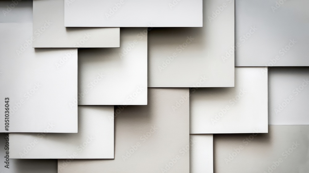 Poster abstract composition of overlapping geometric shapes and layers.