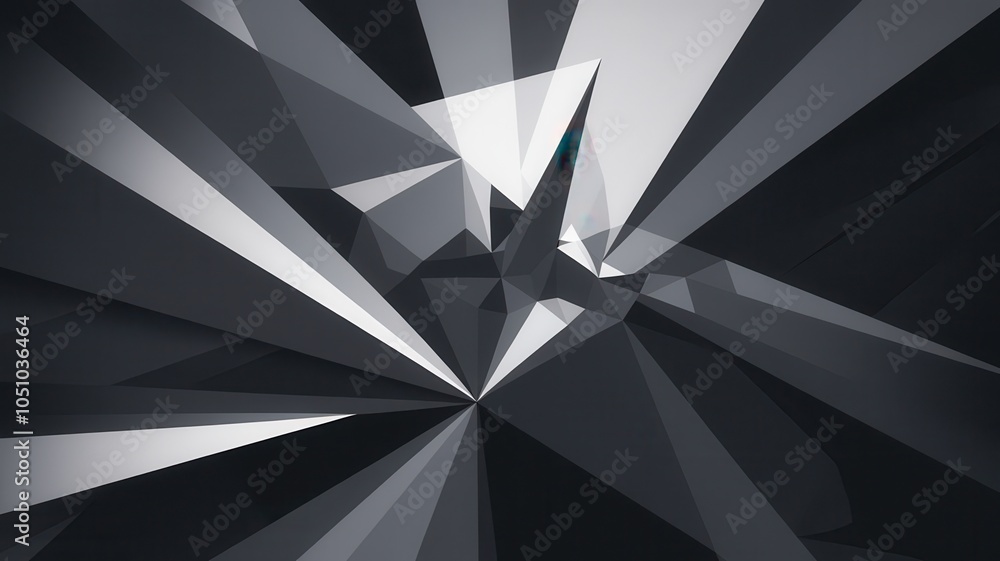 Poster abstract geometric background with sharp angles and contrasting black and white tones.