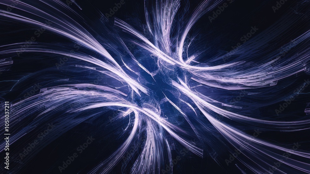 Poster abstract light trails swirl in dynamic motion on dark background.