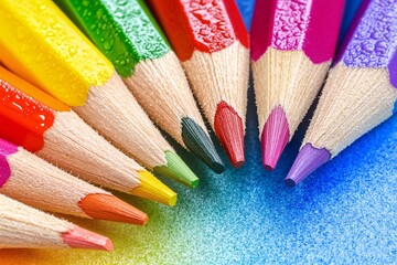 Colorful Wooden Pencils Closeup Macro Photography