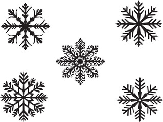 Set of snowflakes, Silhouette of a snowflake intricate design vector silhouette