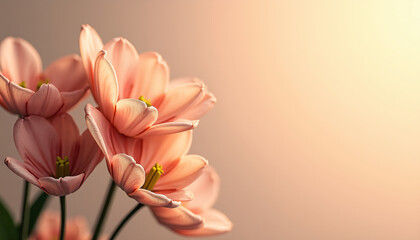 Obraz premium Elegant Pink Tulips in Soft Sunlight: Spring Floral Beauty